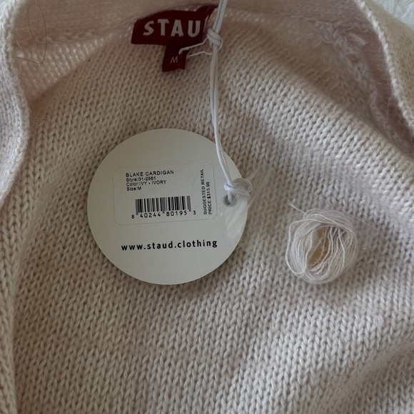 NWT STAUD Blake Mohair Cable Knit Cardigan Sweater - M - Ivory - Picture 10 of 10